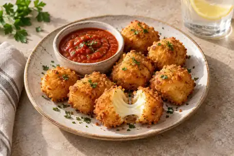 Mozzarella Bites served with its accompaniments