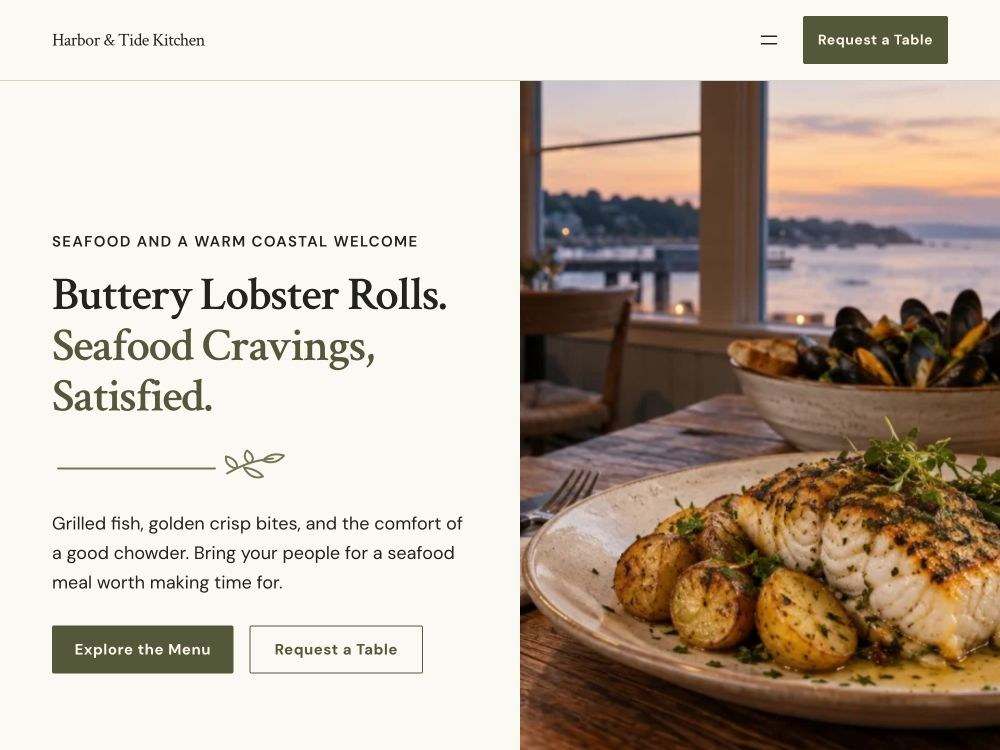 Seafood Restaurant homepage in 01 · Ivory Editorial