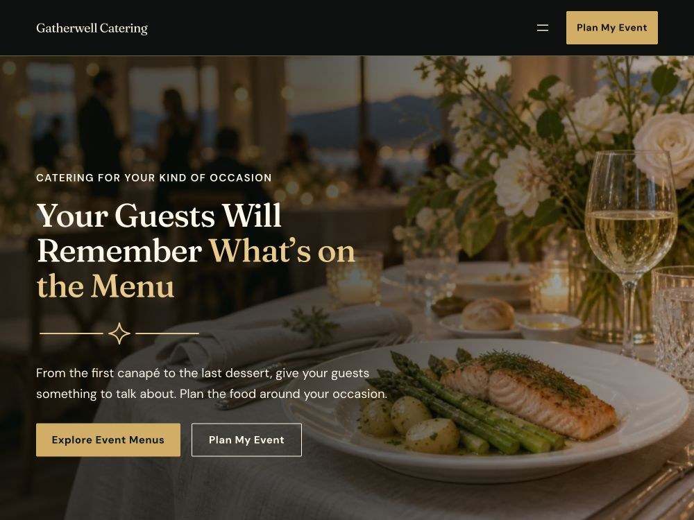 Catering Service homepage in 02 · Midnight Brass
