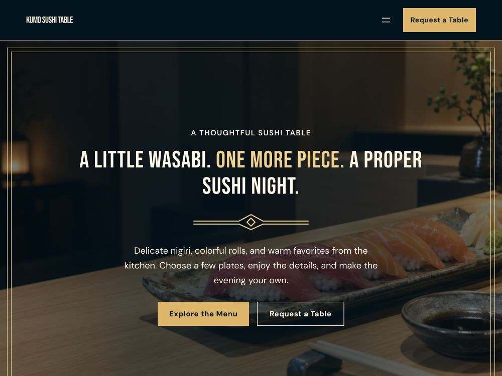 Sushi Restaurant homepage in 04 · Golden Art Deco